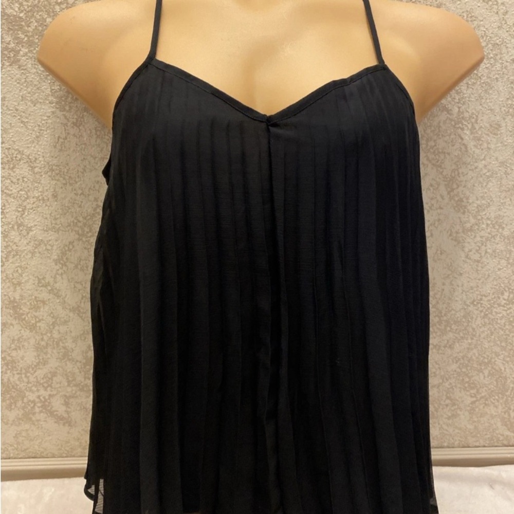 Bar III Black Pleated Camisole Blouse